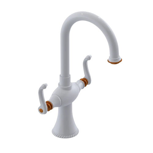 Rubinet Single Hole Dual Handle Lav. Set. (less drain) White