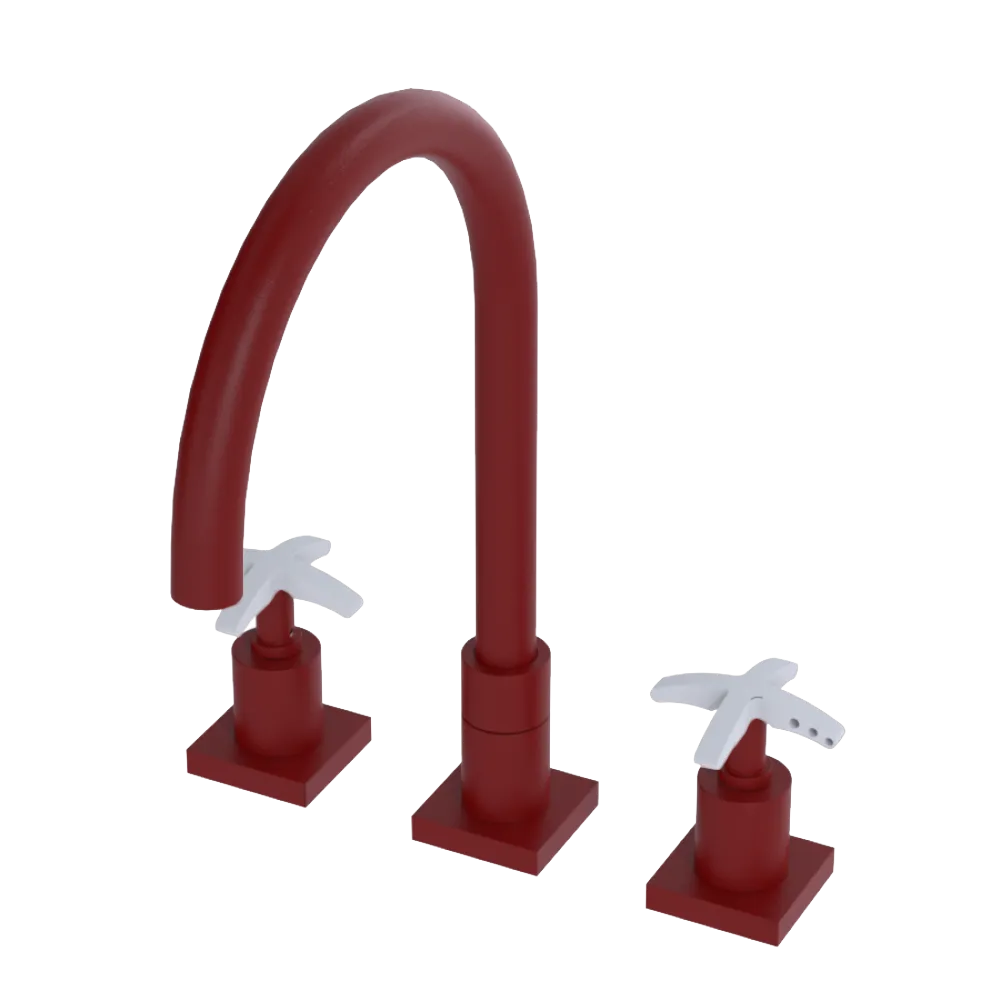 Rubinet Widespread Kitchen Set Maroon