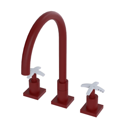 Rubinet Widespread Kitchen Set Maroon