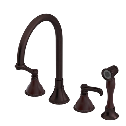 Rubinet Widespread Kitchen Set with Hand Spray Tuscan Brass