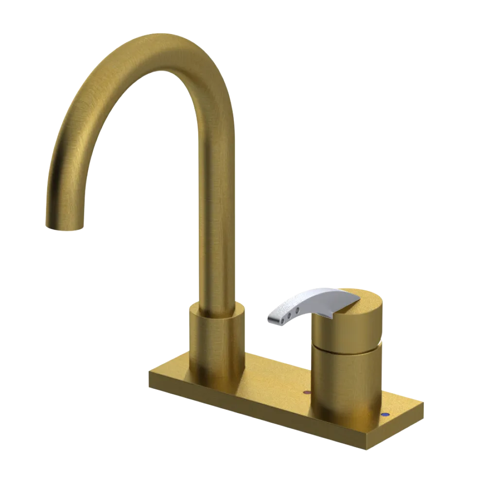 Rubinet 4" Centre Single Control Lav. Set. (less drain) Antique Brass Matt