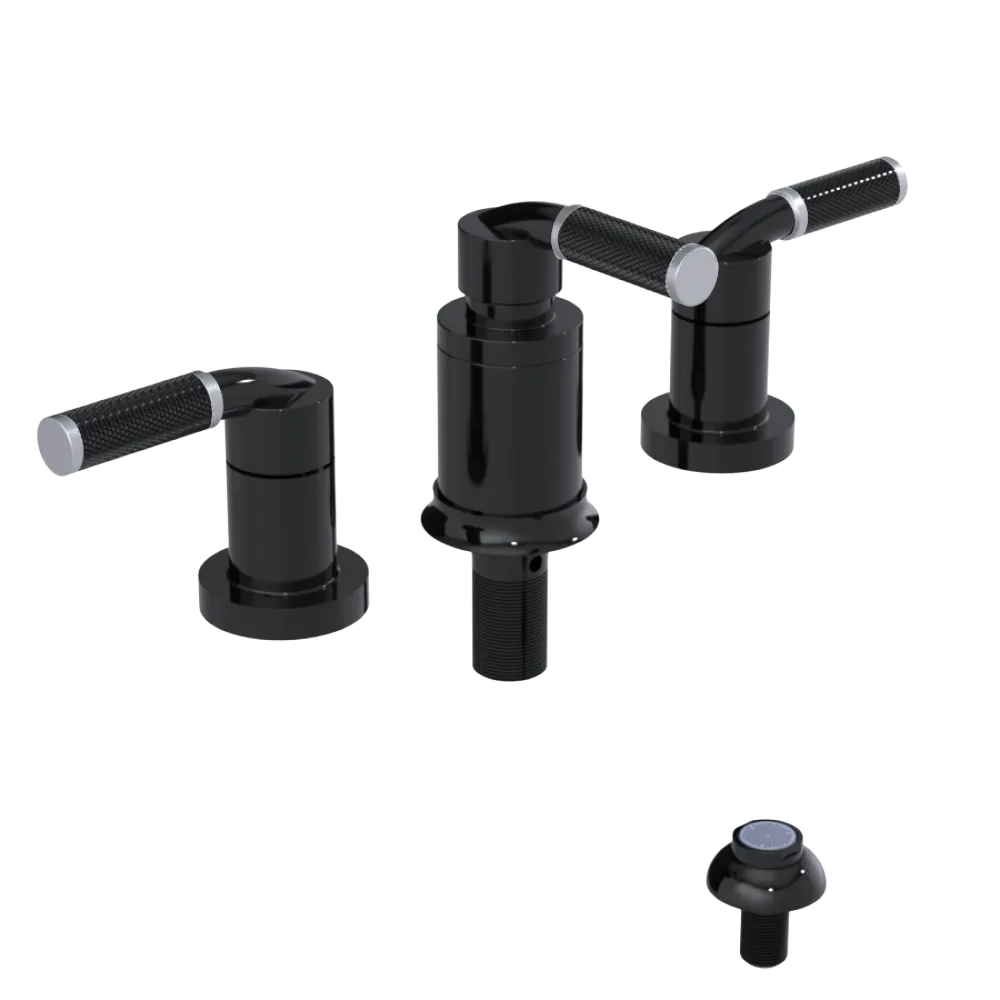 Rubinet Bidet Fitting with Spray, Diverter, and Vacum Breaker (Less Drain) Black