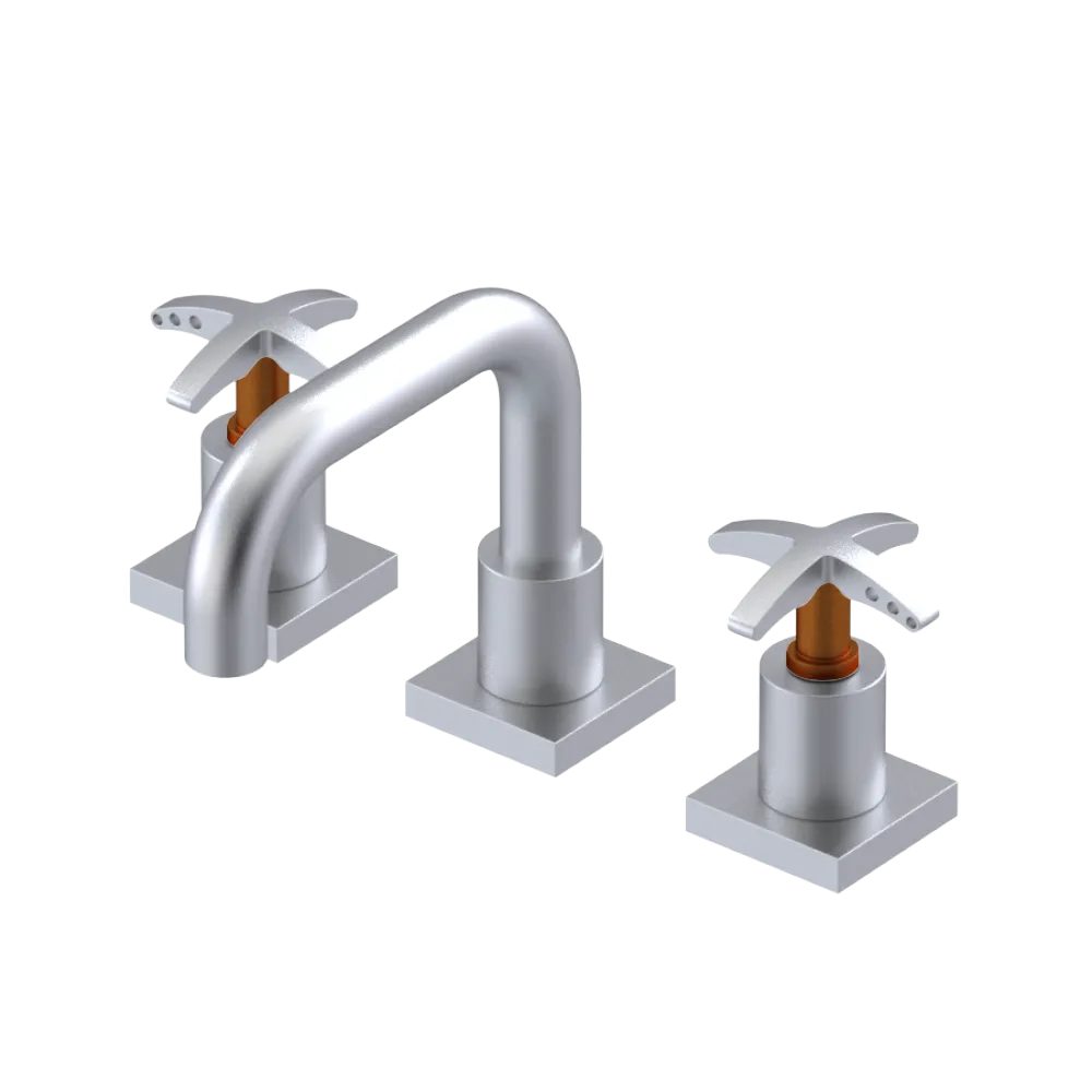 Rubinet Widespread Lav. Set. with Genesis spout (less drain) Satin Chrome