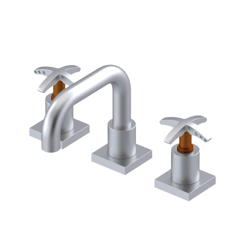 Rubinet Widespread Lav. Set. with Genesis spout (less drain) Satin Chrome