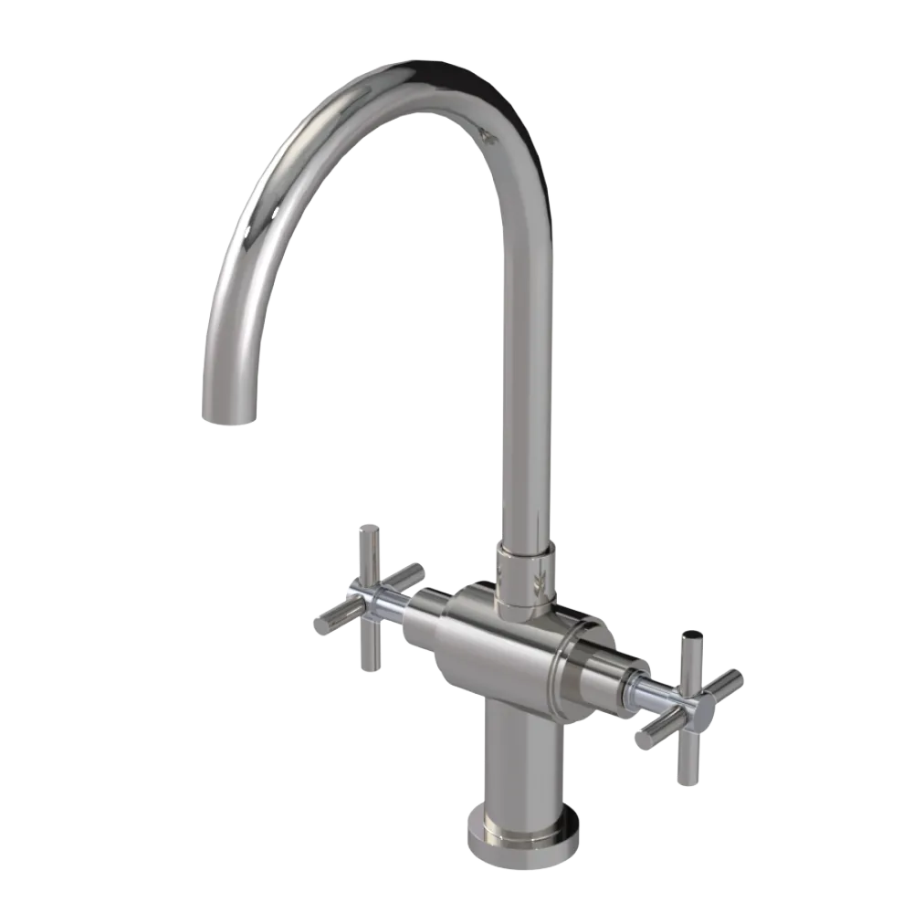 Rubinet Two Handle Single Hole Kitchen Set with LaSalle Spout Polished Nickel