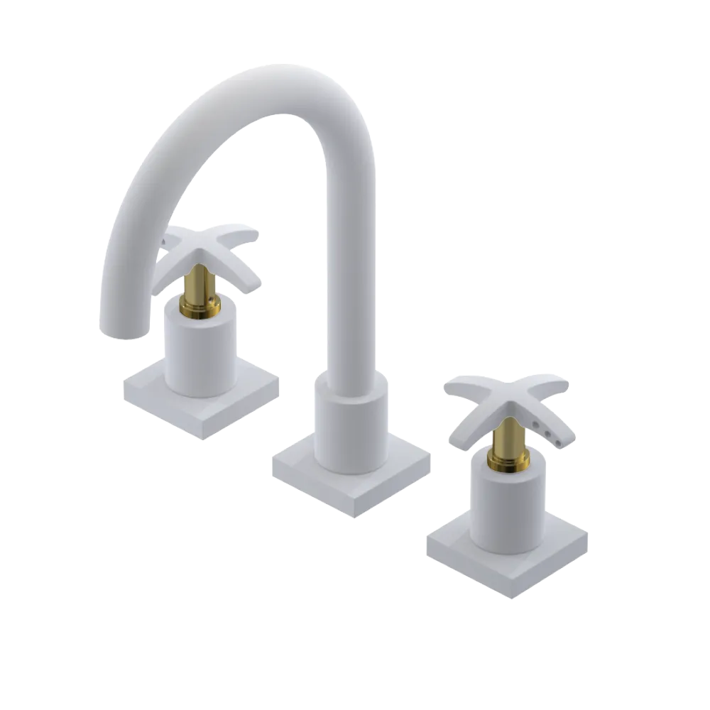 Rubinet Widespread Lav. Set. (less drain) Matt White