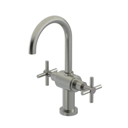 Rubinet Single Hole Dual Handle Lav. Set with LaSalle Spout (less drain) Satin Nickel