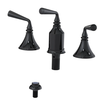 Rubinet Bidet Fitting with Spray, Diverter, and Vacum Breaker (Less Drain) Black