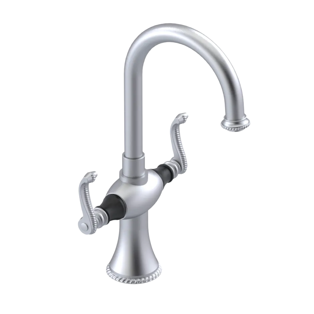 Rubinet Single Hole Dual Handle Lav. Set. (less drain) Satin Chrome