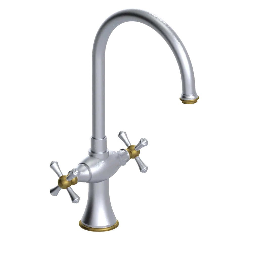Rubinet Two Handle Single Hole Kitchen Set Satin Chrome