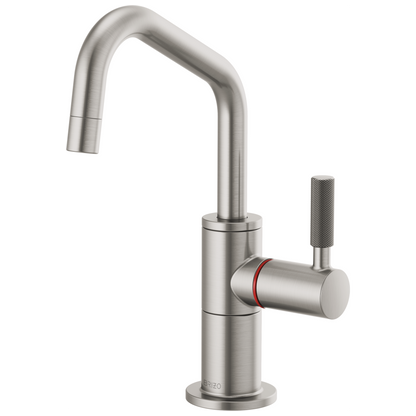 Brizo Instant Hot Faucet With Angled Spout And Knurled Handle