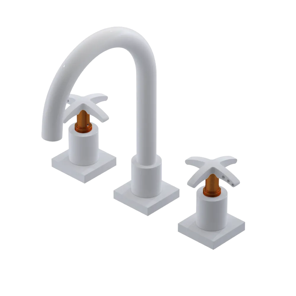 Rubinet Widespread Lav. Set. (less drain) White