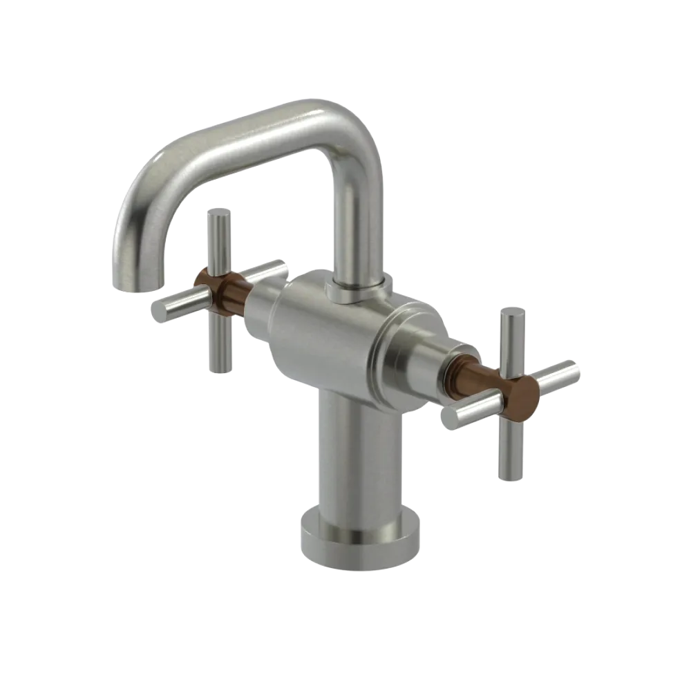 Rubinet Single Hole Dual Handle Lav. Set. (less drain) Satin Nickel