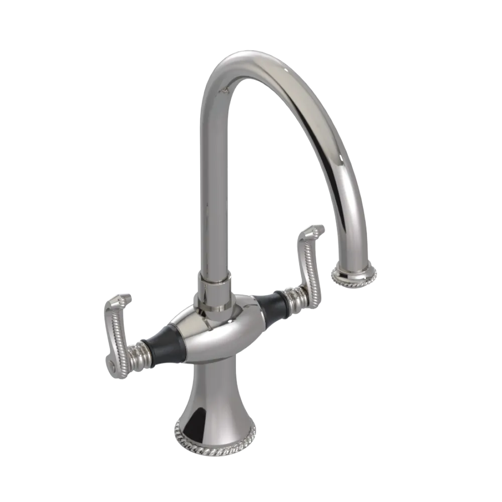 Rubinet Two Handle Single Hole Kitchen Set Polished Nickel