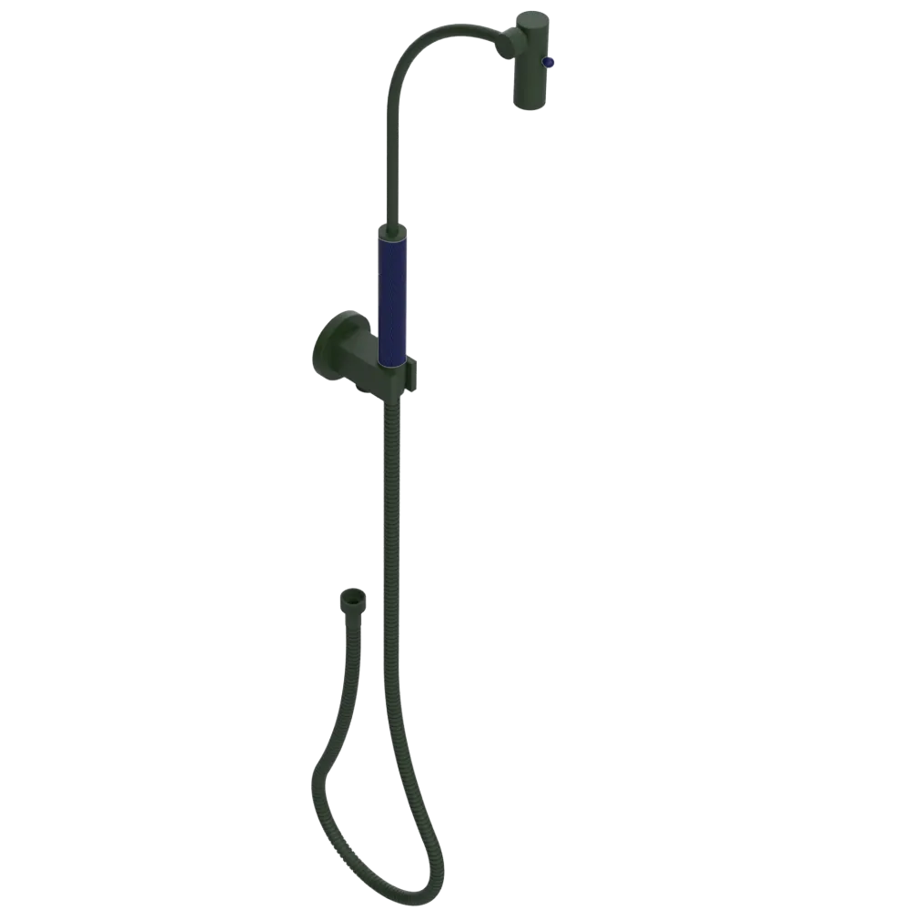 Rubinet Hand Held Shower Bidet with Extended Reach & Dual Function Spray Including Wall Bracket with Supply & Hose (Round) Green Envy