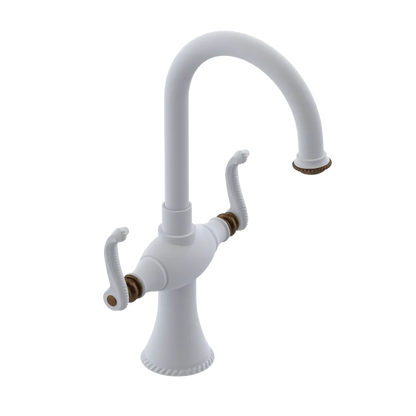 Rubinet Single Hole Dual Handle Lav. Set. (less drain) Matt White