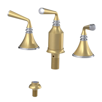 Rubinet Bidet Fitting with Spray, Diverter, and Vacum Breaker (Less Drain) Satin Brass