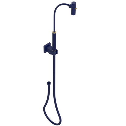 Rubinet Hand Held Shower Bidet with Extended Reach & Dual Function Spray Including Wall Bracket with Supply & Hose (Square) Midnight Blue
