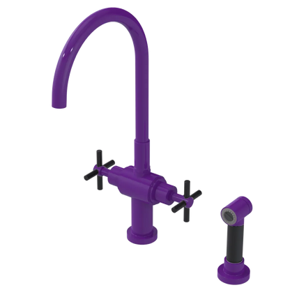 Rubinet Two Handle Single Hole Kitchen Set with LaSalle Spout with Hand Spray Purple Haze