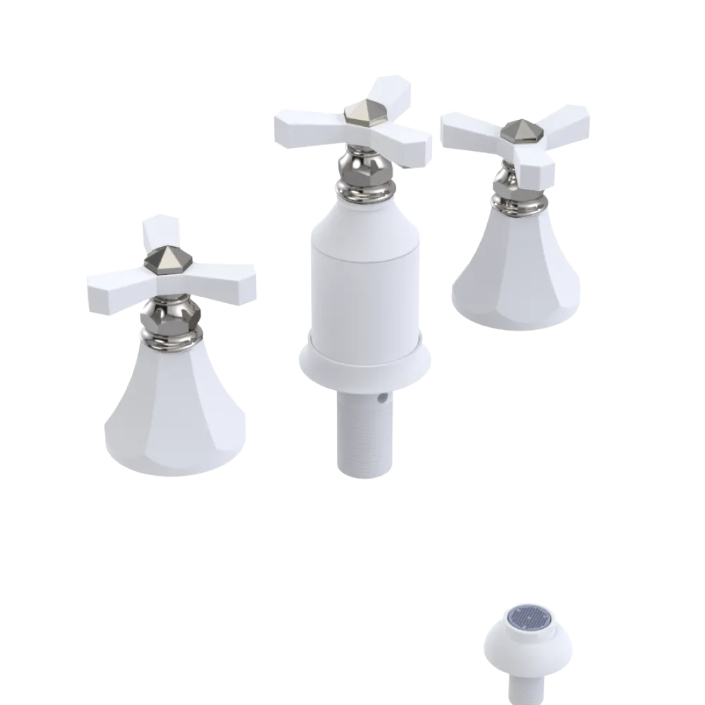 Rubinet Bidet Fitting with Spray, Diverter, and Vacum Breaker (Less Drain) Matt White