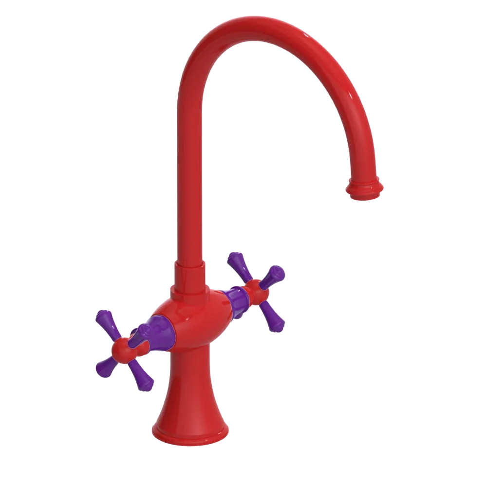 Rubinet Two Handle Single Hole Kitchen Set Red