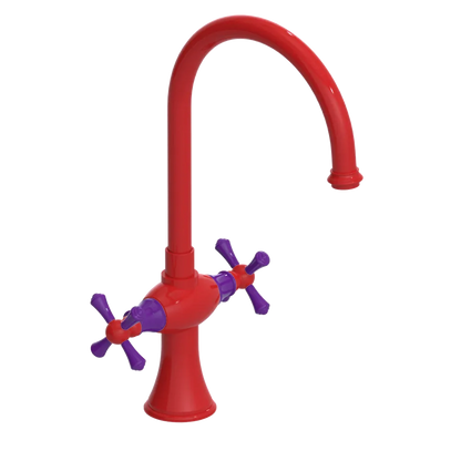 Rubinet Two Handle Single Hole Kitchen Set Red