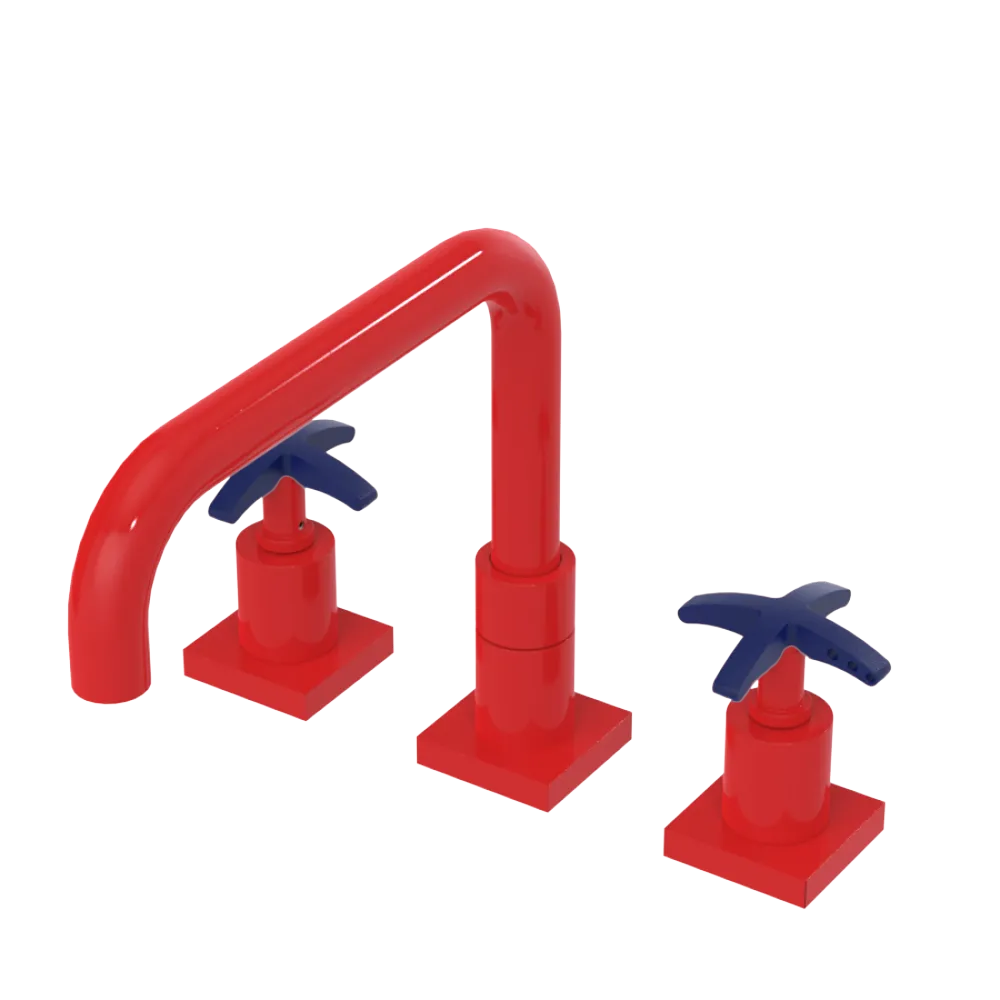 Rubinet Widespread Kitchen Set with Genesis Spout Red