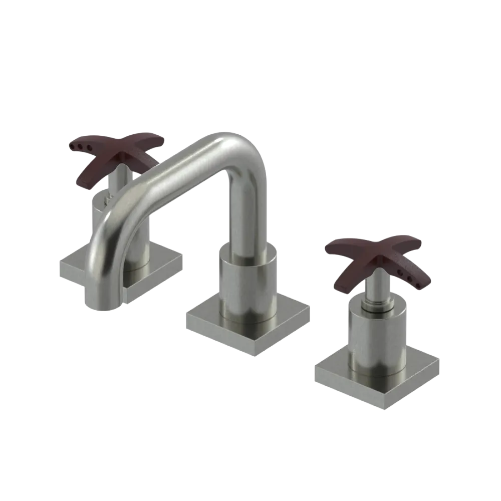Rubinet Widespread Lav. Set. with Genesis spout (less drain) Satin Nickel