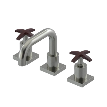 Rubinet Widespread Lav. Set. with Genesis spout (less drain) Satin Nickel