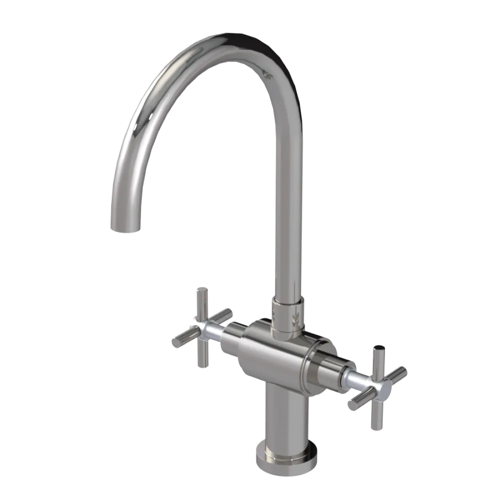Rubinet Two Handle Single Hole Kitchen Set with LaSalle Spout Polished Nickel