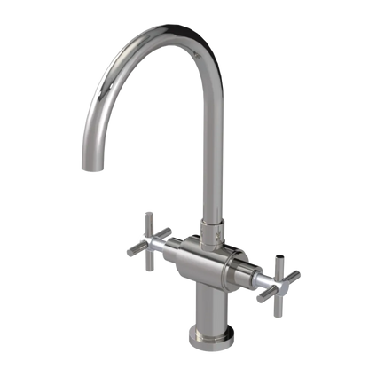 Rubinet Two Handle Single Hole Kitchen Set with LaSalle Spout Polished Nickel