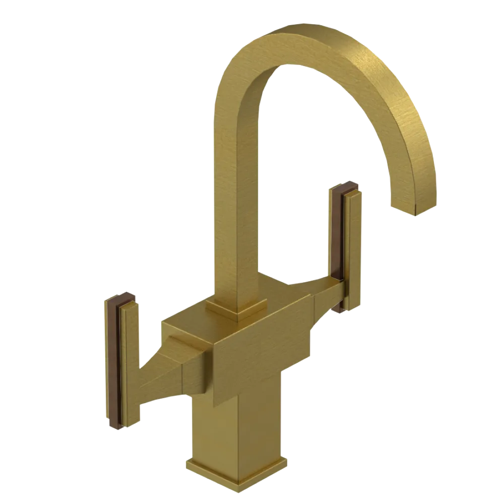 Rubinet Single Hole Dual Handle Lav. Set. (less drain) Antique Brass Matt