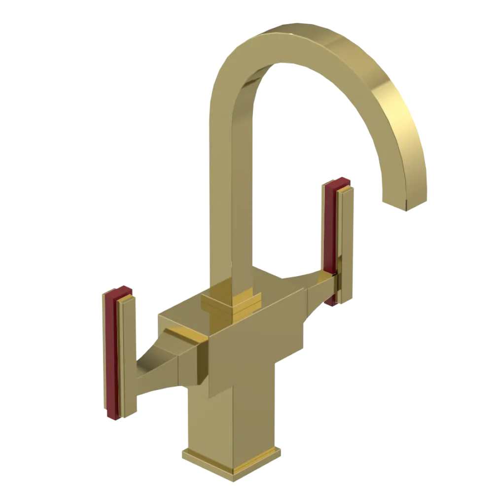 Rubinet Single Hole Dual Handle Lav. Set. (less drain) Natural Brass