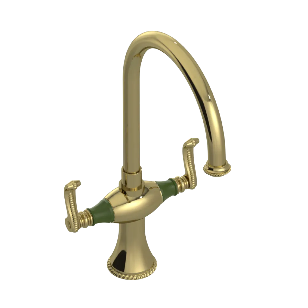 Rubinet Two Handle Single Hole Kitchen Set Natural Brass
