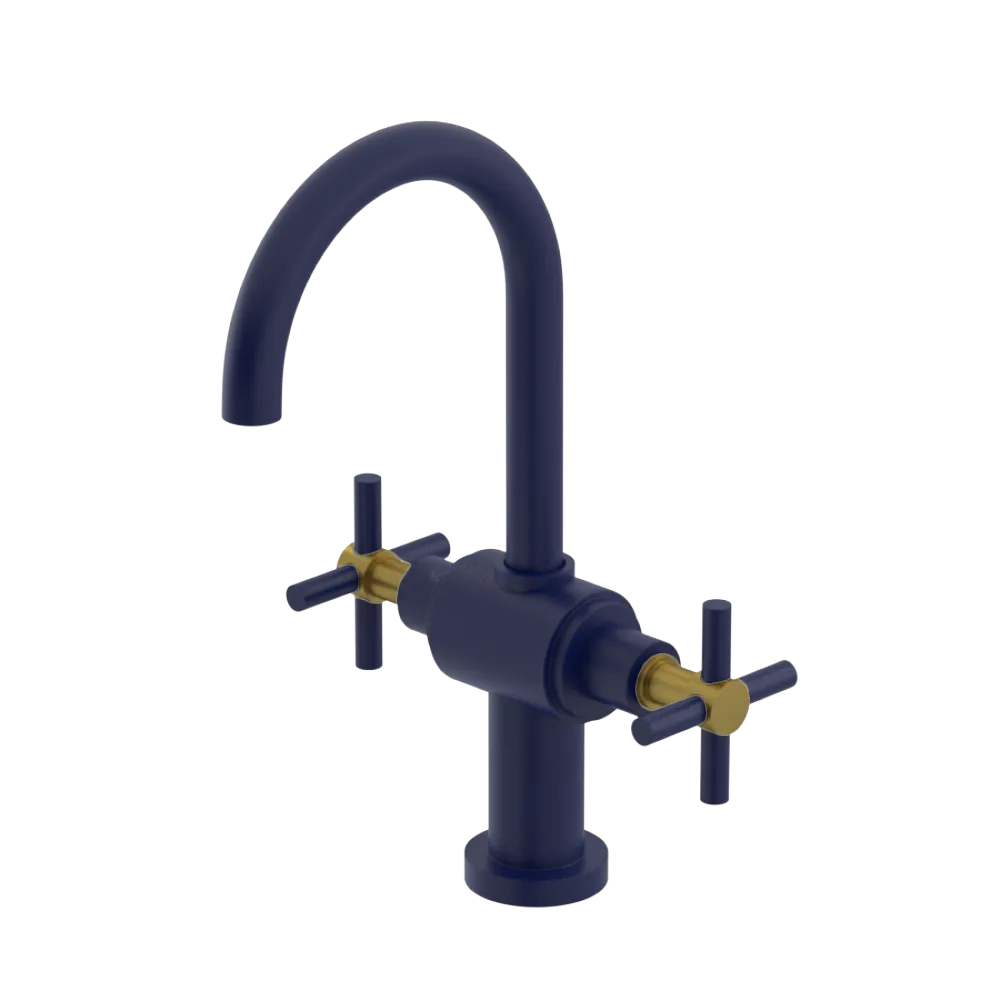 Rubinet Single Hole Dual Handle Lav. Set with LaSalle Spout (less drain) Midnight Blue