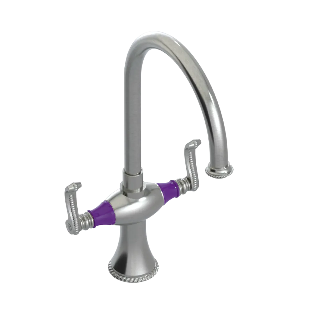 Rubinet Two Handle Single Hole Kitchen Set Satin Nickel