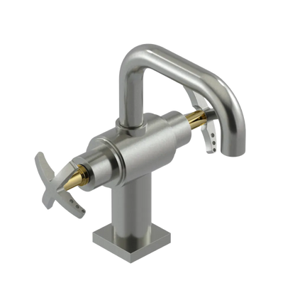 Rubinet Single Hole Dual Handle Lav. Set. with Genesis spout (less drain) Satin Nickel