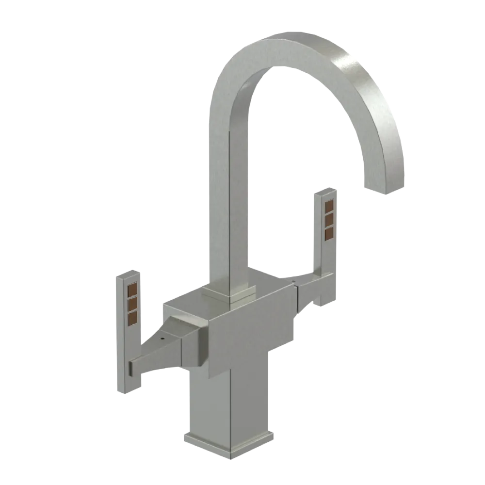 Rubinet Single Hole Dual Handle Lav. Set. (less drain) Satin Nickel