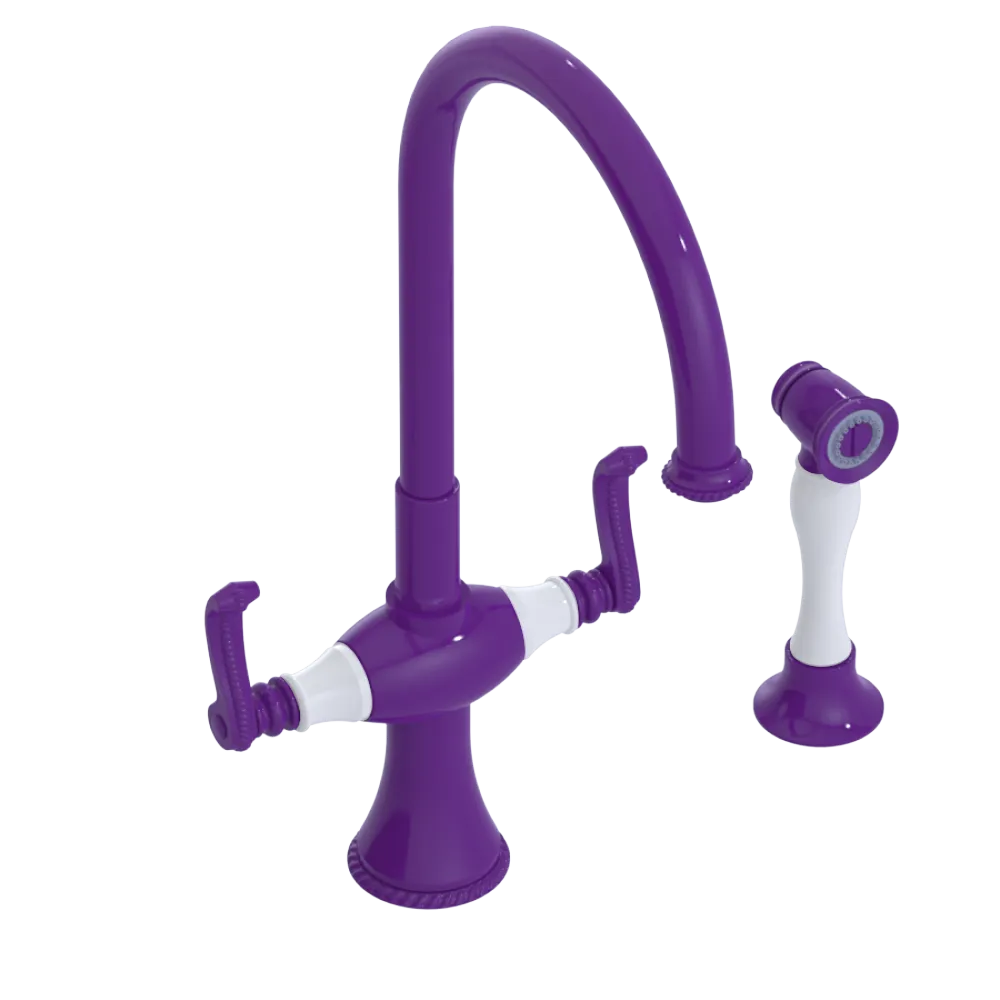 Rubinet Two Handle Single Hole Kitchen Set with Hand Spray Purple Haze
