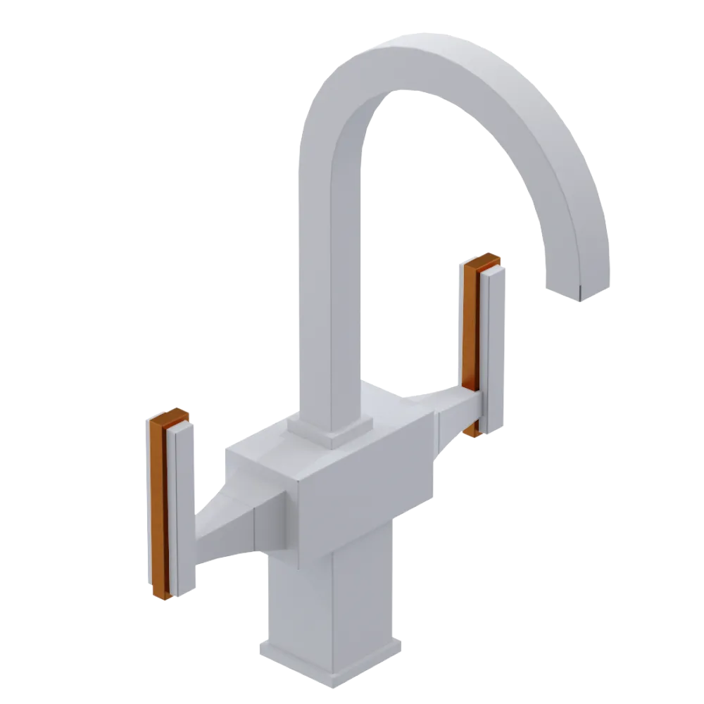 Rubinet Single Hole Dual Handle Lav. Set. (less drain) Matt White
