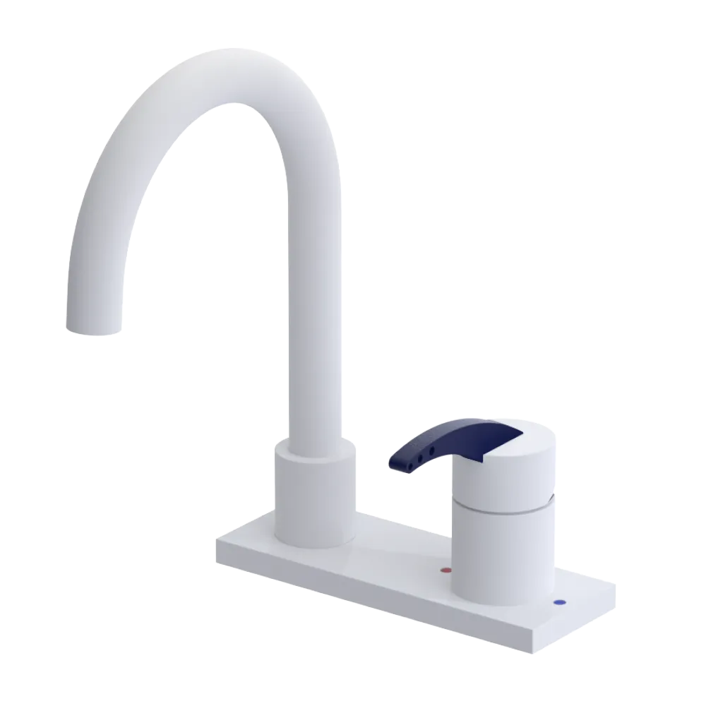 Rubinet 4" Centre Single Control Lav. Set. (less drain) Matt White