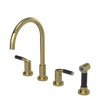 Rubinet Widespread Kitchen Set with Hand Spray Natural Brass