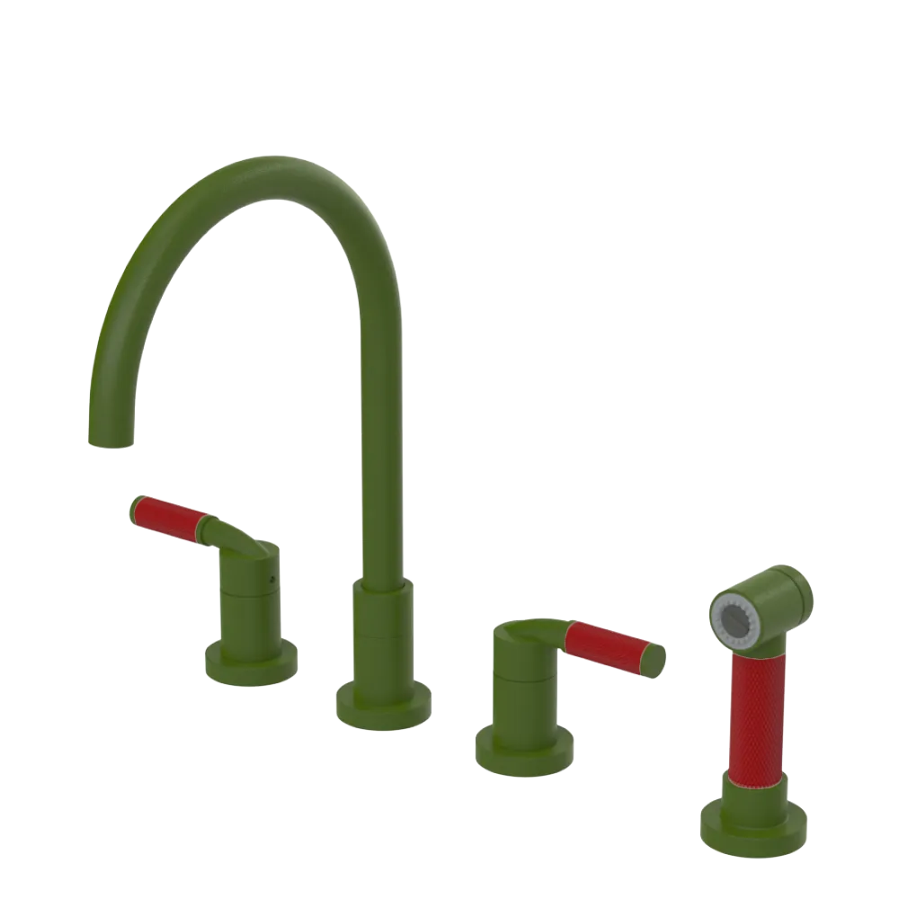 Rubinet Widespread Kitchen Set with Hand Spray Green Envy