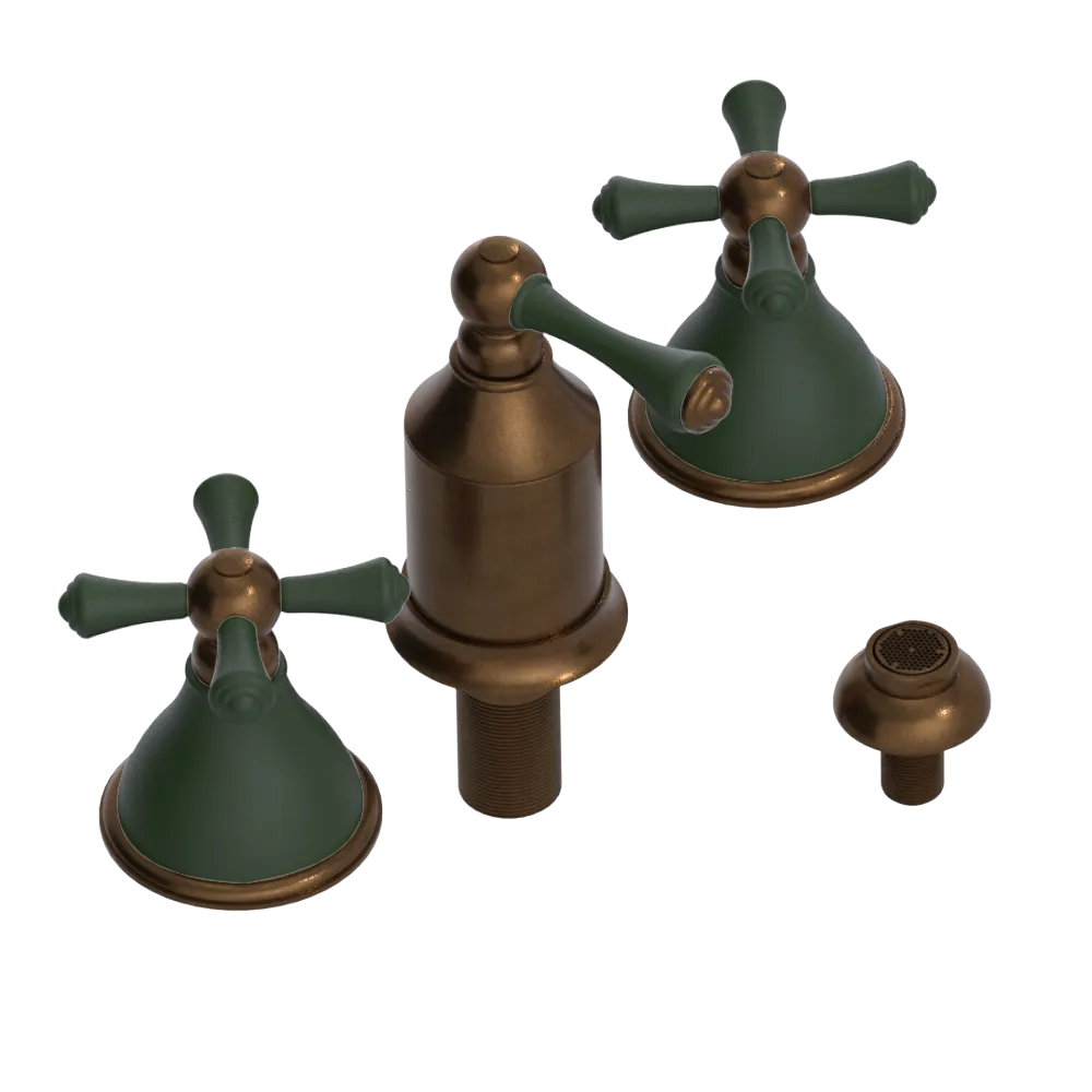 Rubinet Bidet Fitting with Spray, Diverter, and Vacum Breaker (Less Drain) Tuscan Brass