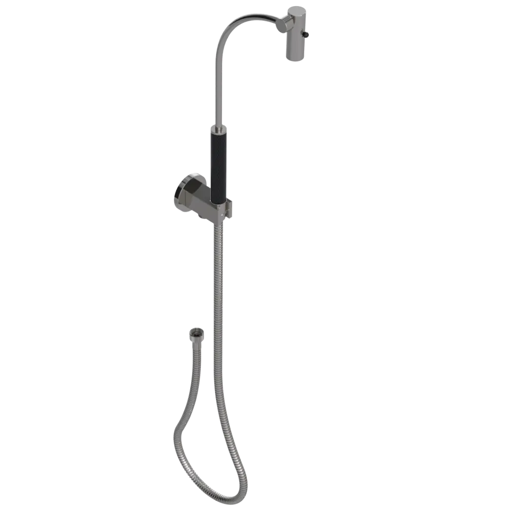 Rubinet Hand Held Shower Bidet with Extended Reach & Dual Function Spray Including Wall Bracket with Supply & Hose (Round) Polished Nickel