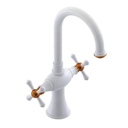 Rubinet Single Hole Dual Handle Lav. Set. (less drain) White