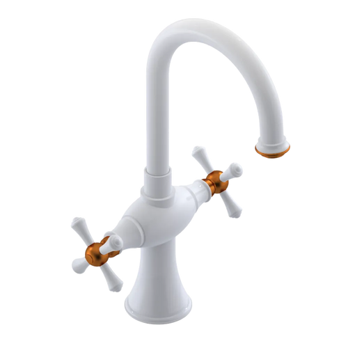 Rubinet Single Hole Dual Handle Lav. Set. (less drain) White