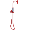 Rubinet Hand Held Shower Bidet with Extended Reach & Dual Function Spray Including Wall Bracket with Supply & Hose (Square) Red