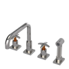 Rubinet Widespread Kitchen Set with Genesis Spout with Hand Spray Polished Nickel