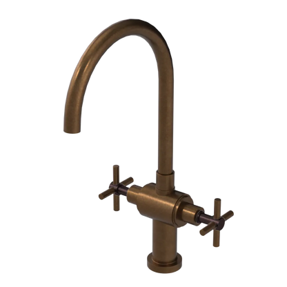 Rubinet Two Handle Single Hole Kitchen Set with LaSalle Spout Tuscan Brass